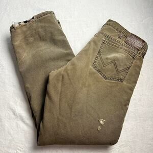 Wrangler rugged wear fleece lined Vintage jeans size 36x31 Brown